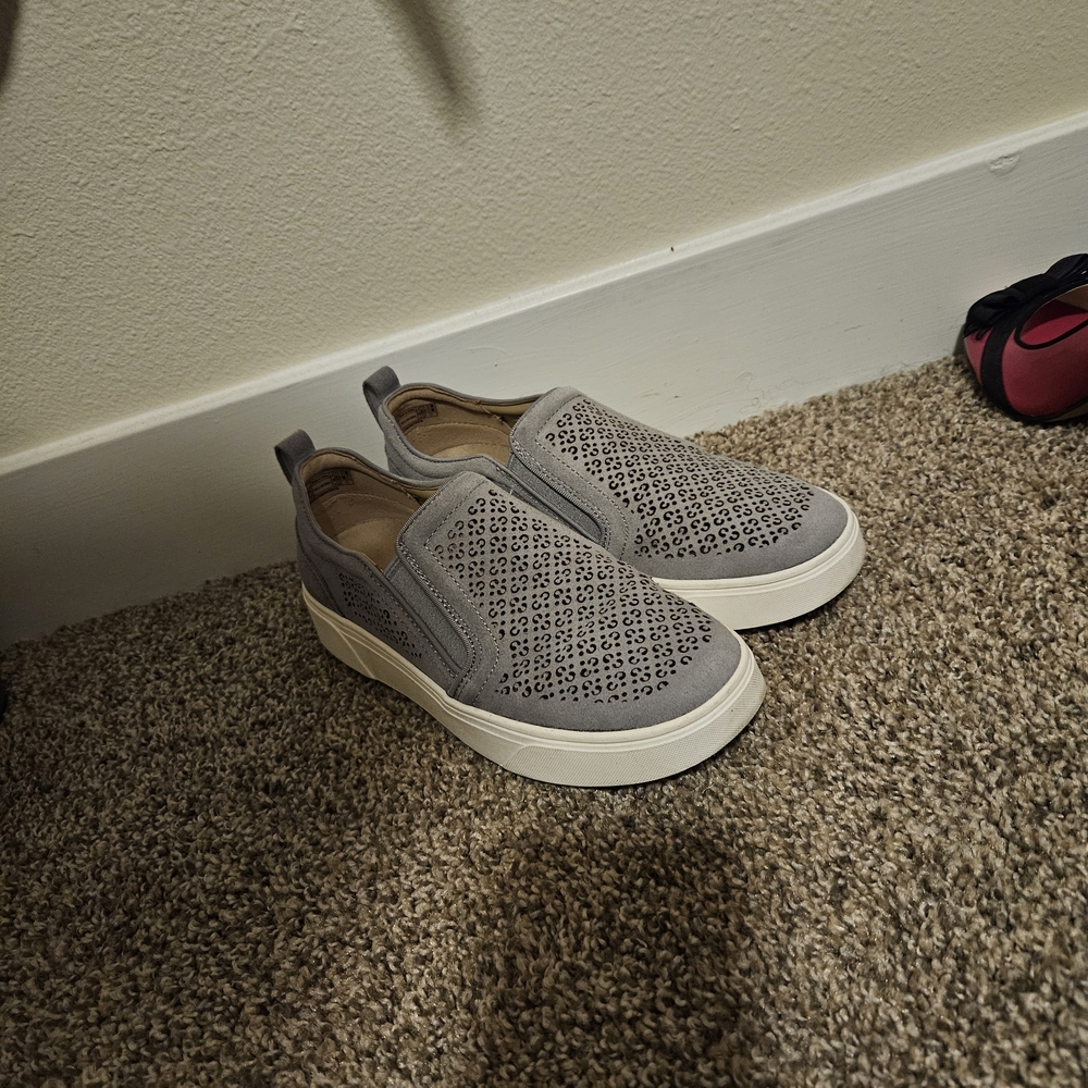 Gray Slip-On Sneakers with Perforated Design - Picture 2 of 4